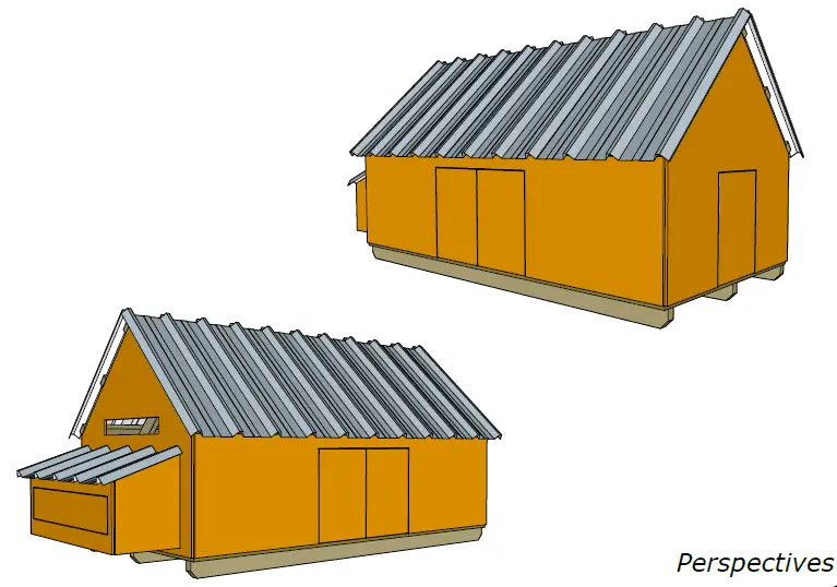 Design 70408RG Material List included 4x8 Gable Chicken Coop with Run Plans 